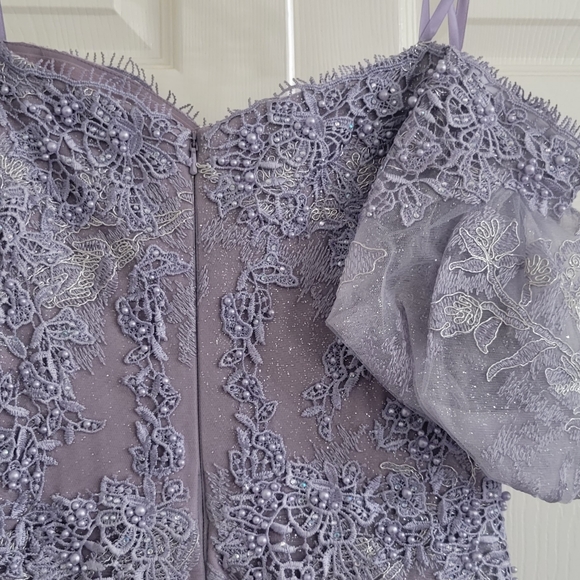 Stunning Genuine Cinderella Divine Light Violet Mermaid Lace Gown size 8 - Picture 7 of 15